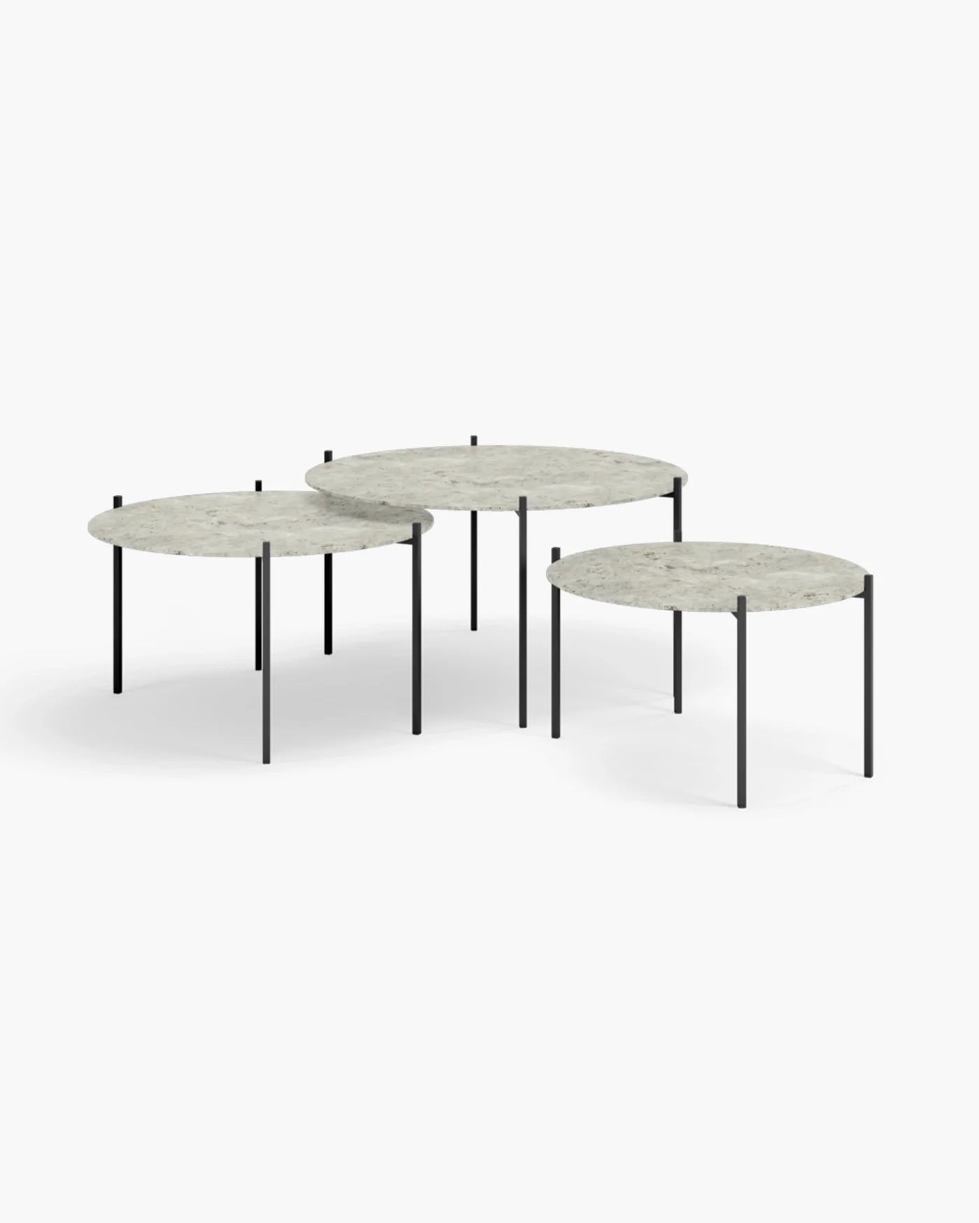 Leo Coffee table set in black with Sabbia dekton tops, designed for modern, elevated interiors.